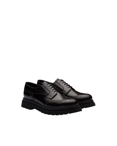 prada brushed leather derby shoes|prada wingtip shoes.